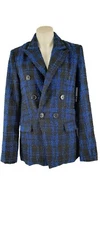 SO good For Life Black/Blue Plaid Double Breasted Look Blazer.  Size M