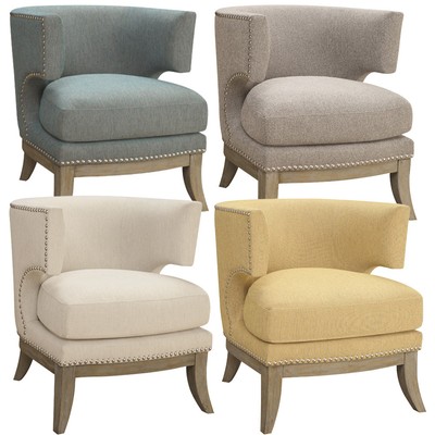 Unique Accent Chair Barrel High Curved Back Nailhead Comfort Upholstery Fabric Ebay