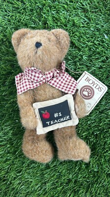 Boyds Brown Bear with Bow Tie Miss Bea Wise #1 Teacher Plush Toy Stuffed Animal
