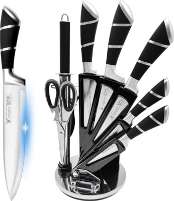 Kitchen Knife Set, 9-Pieces Black Sharp Non-Stick Coated Chef Knives Block Set