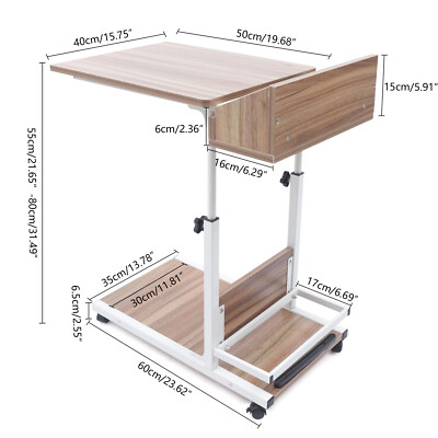 Coffee Tray C Table Couch Table Adjustable Height Bed Side Table With Wheels USA