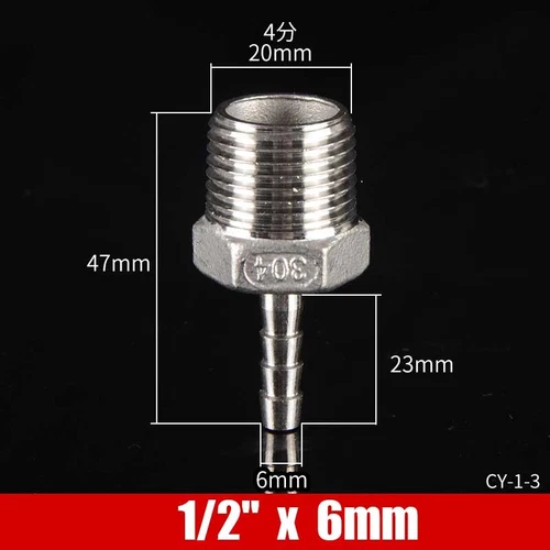 Stainless Male Thread Pipe Fitting x Barb Hose Tail Connector BSP 1/8" to 4" - Bild 24 von 86