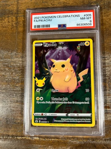 POKEMON 2021 Celebrations Full Art PIKACHU #005 PSA 8 RARE
