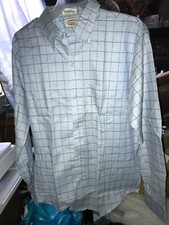VTG Mr LEGGS Permanent Press BLUE CHECKS Long Sleeve Dress Shirt Men's L 16-16 