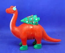 RARE ANKYO CHRISTMAS DINOSAUR 4.5" TOY FIGURE - BRONTOSAURUS PARTY ANIMAL