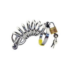 Stainless Steel Male Chastity Device Long Cage for Men Metal Locking Belt CC007
