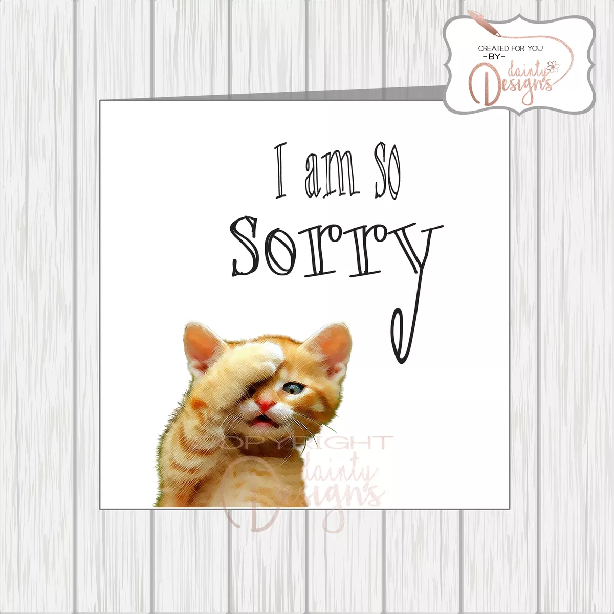 I'm Sorry Card Cute Cat With Paw Clasped To Head In Shame ...