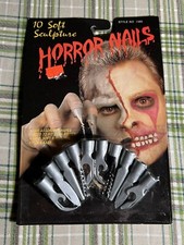 VTG Halloween Costume Silver Horror Nails 10 Soft Safe Flex Rubie  s New Sealed