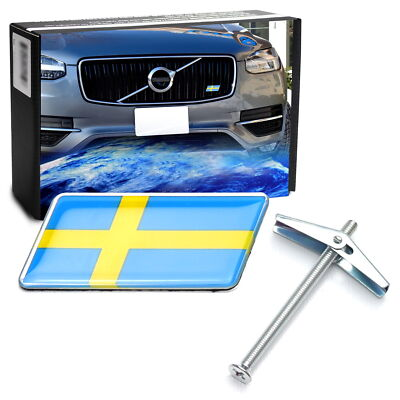 #ad #ad Sweden Flag Emblem Badge w Grille Mesh Mount Toggle Bolt Anchor For Volvo Saab $12.99