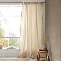 Pineapple Elephant Voile Curtain Panel Muscat Waffle Slot Top Natural