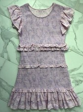 LoveShackFancy Purple Pink Ruffle Mini Dress Size Small