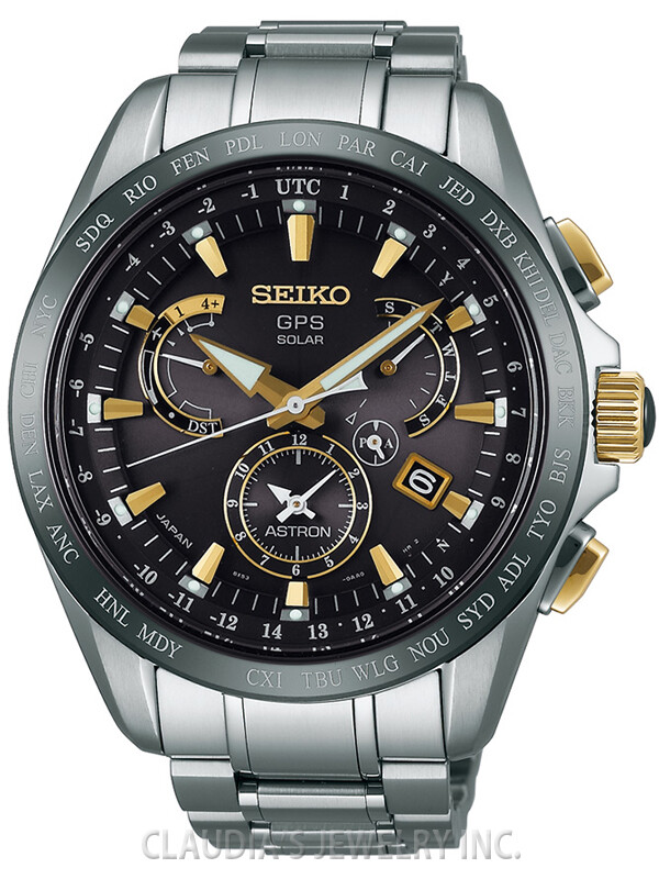 Seiko Astron GPS Solar Dual-Time Titanium Black Dial Men's Watch