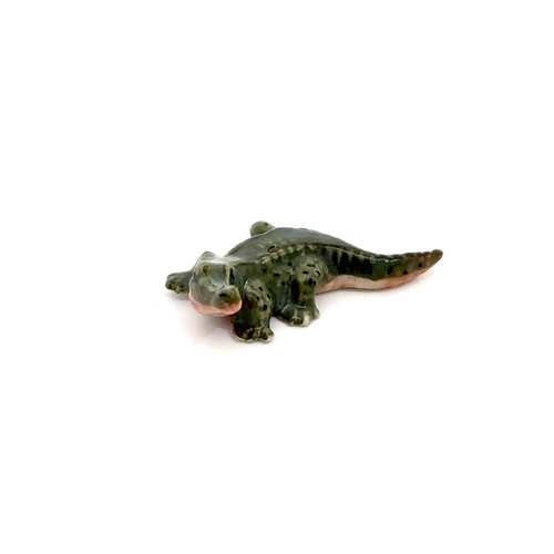 Mini Crocodile Figurine Hand Made Painted Ceramic Alligator Porcelain Decor Gift - Picture 2 of 12
