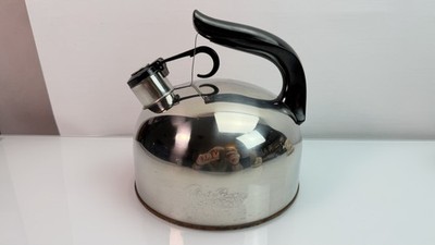 REVERE WARE Copper Bottom Stainless Steel Tea Kettle VTG Whistling CU16