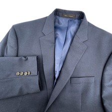 CHAPS Men's Blue Black Plaid Check Blazer Sport Coat Jacket Size 46R