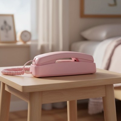Timeless TRIMLINE Princess Phone in Pink, Easy Wall-Mount & Reliable Dialing