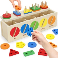 V-Opitos Montessori Toys for Toddler 1+ Year Old, Wooden Color & Shape... 