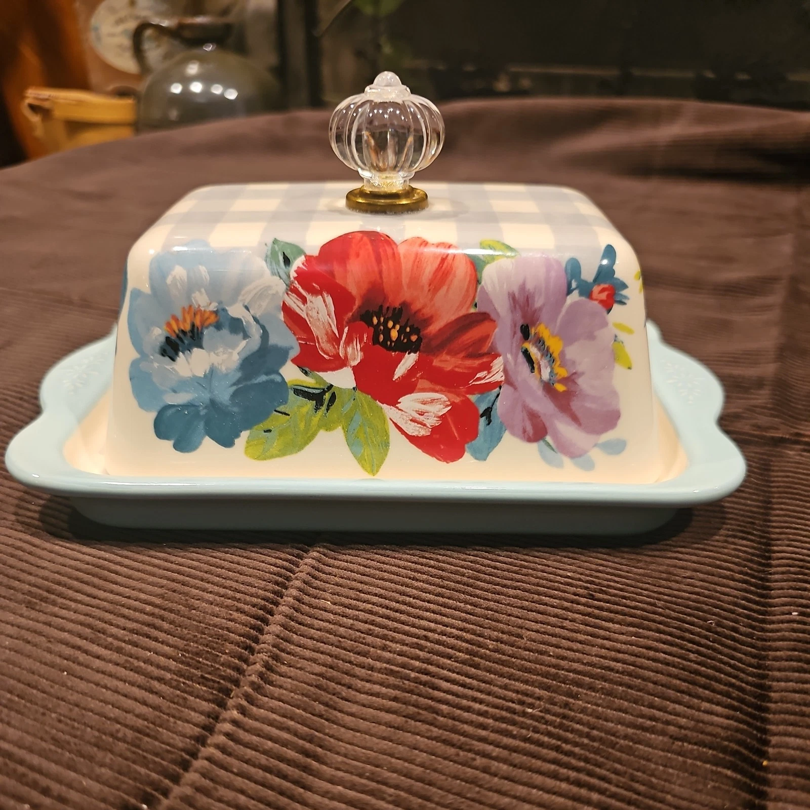 The Pioneer Woman Sweet Romance Blossoms Ceramic Double Stick Butter Dish w/Lid