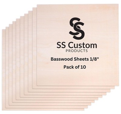 Basswood Sheets for Crafts 1/8 inch, 3mm Plywood Sheets for Laser Cutting, Wo...