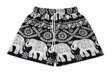 Thai Elephant Shorts Black Color New For Kids Elastic Waist Shorts Stretch