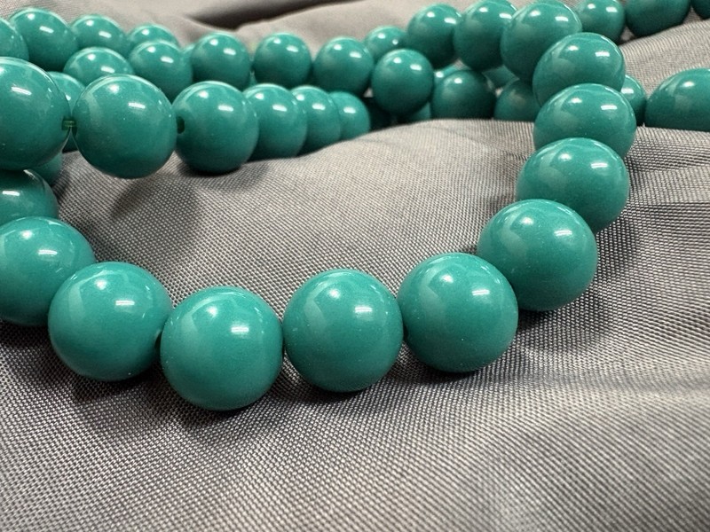 Lightweight Turquoise Plastic Round Beads, 12mm, 57 Count, 25” Strand