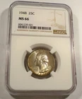 1948 NGC MS66 WASHINGTON QUARTER SILVER 25c MS 66 VERY NICE TONE