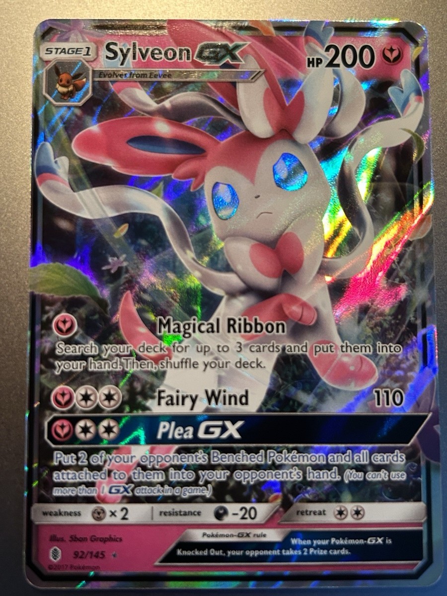 sylveon gx pokemon card - 92/145 - Guardians Rising Sun & Moon Ultra Rare Holo NM Fairy Originally released May 5 Sylveon GX - Hidden Fates: