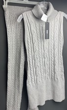 Fashion Nova Alesia Sleeveless Sweater Pant Set Grey Sz Small NWT #218