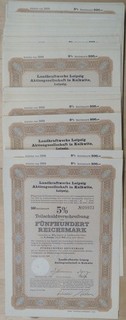 500 RM: 100 x Landkraftwerke Leipzig AG in Kulkwitz Leipzig 5 % Teilschuldvers