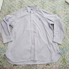 Ralph Lauren Shirt Mens XL Purple Stripe Classic Fit Easy Care Cotton Button Up