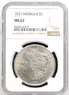 1921 MORGAN DOLLAR NGC MS 62 GREAT FEATURES BETTER