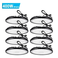 8 Pcs UFO LED High Bay Light 400W Industrial Gym Shop Commercial Light Fixtures