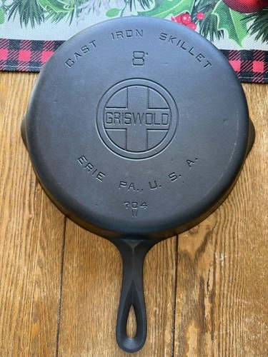 Griswold #8 Large Block Logo Cast Iron Skillet Smooth Bottom 704 *RESTORED*FLAT*
