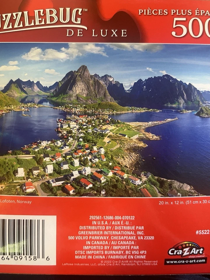 500 Pieces Jigsaw Puzzle Village Reine Lofoten Norway 20X12 Puzzlebug Deluxe - Image 2 of 2