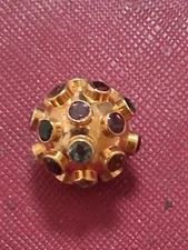Vintage Sputnik 15k Rose Gold Charm Pendant 3.25 Grams 17+ Semi Precious Gems