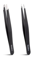2-Pack Tweezers for Eyebrows, Facial Hair, Ingrown Hair Removal, Slant and Po...
