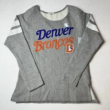 Junk Food Denver Broncos Women's Small Sweatshirt Crew Neck NFL Stripes Gray