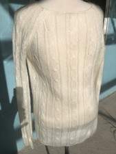 J.Crew white cable-knit pullover sweater, size M