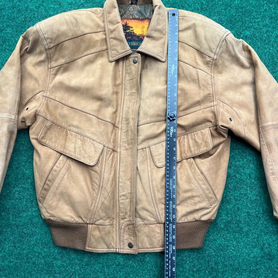 Chaqueta de bombardero de cuero Outbrook vintage para mujer grande marrón envejecido abrigo de vuelo Foto 4 de 4