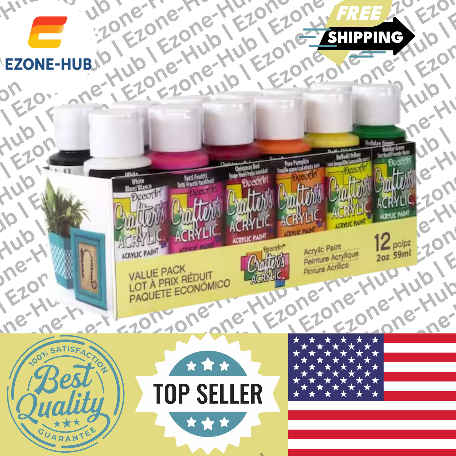 2 Oz. 12-Color Acrylic Craft Paint Set