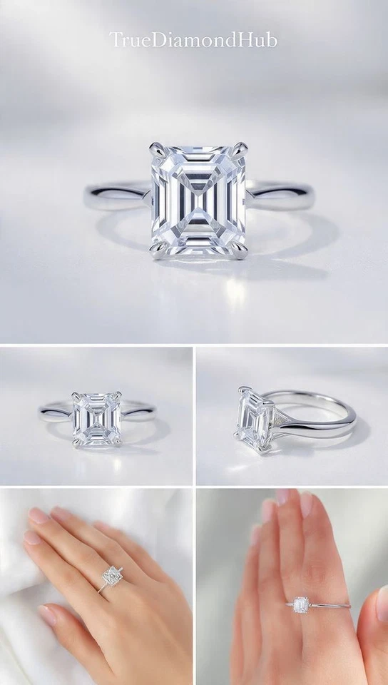 💍 Elegant 2 Ct White Color Trillion Diamond Silve Ring Lab Grown Truediamondhub - Image 2 of 4