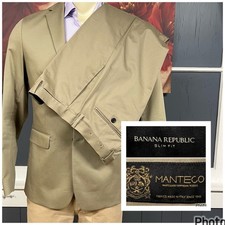 Banana Republic Suit Mens 38R Slim Fit Pants 31x31 Cotton Stretch Acorn Khaki