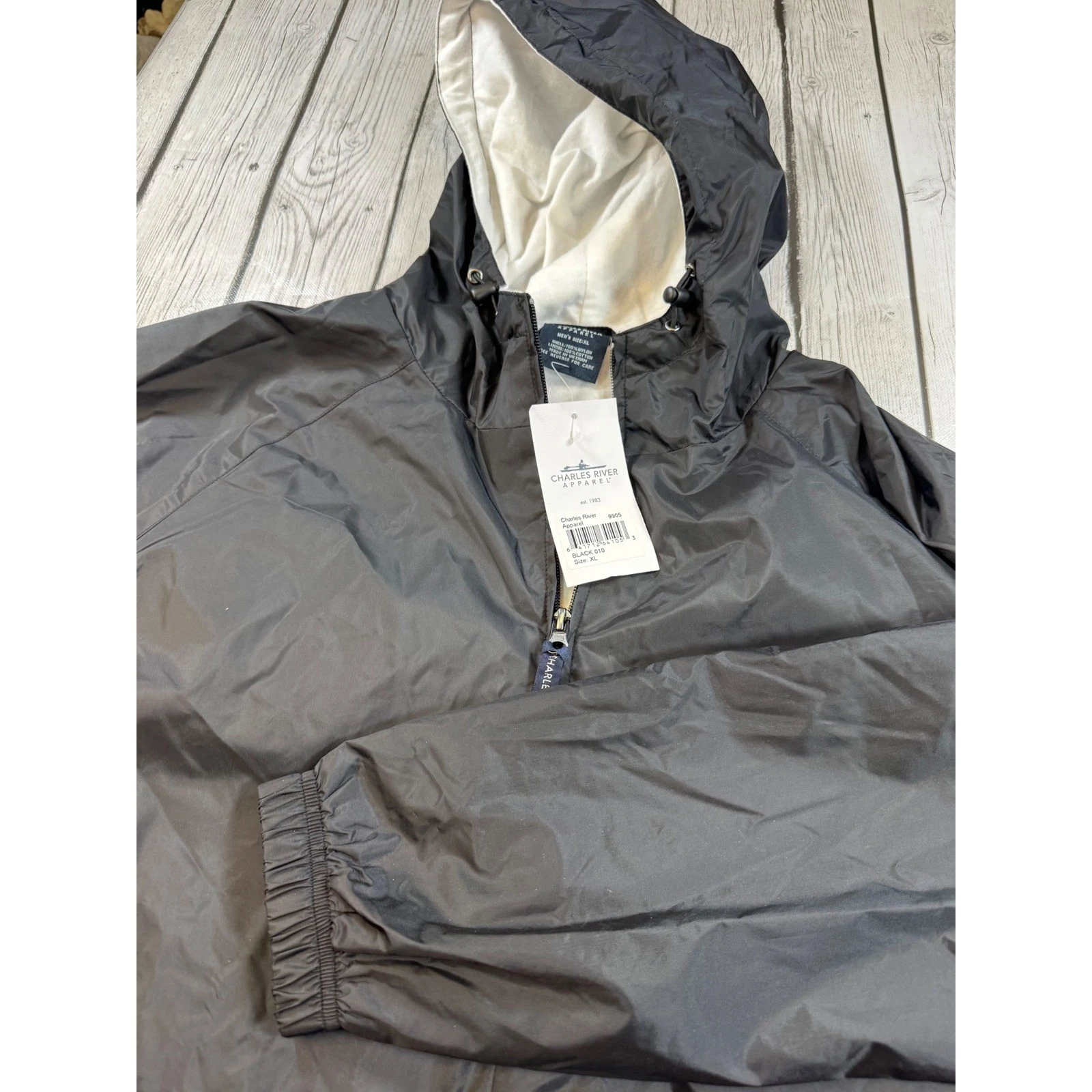Charles River Apparel 9905 Mens XL Black Pack-N-Go Windbreaker Anorak Jacket NWT image 1