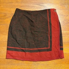 Ralph Lauren Country Vintage Wool Wrap Skirt Striped Red Green USA Made 6