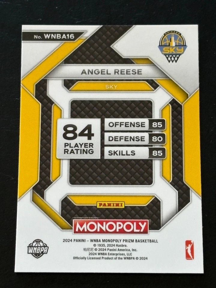 Angel Reese 2024 Panini WNBA Monopoly Prizm Yellow Rookie #WNBA16 Chicago Sky - Image 2 of 2