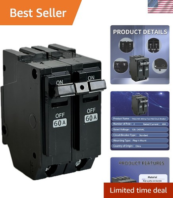 #ad 2 Pole 60 Amp Circuit Breaker for GE Load Centers Thermal Protection $33.99