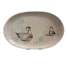 Vintage Redwing "Bob white" Oval Platter Quails Turkey Dinner Stoneware Speckled
