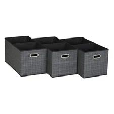 , Black Mix 6 Pack Fabric Storage Bins with Handle