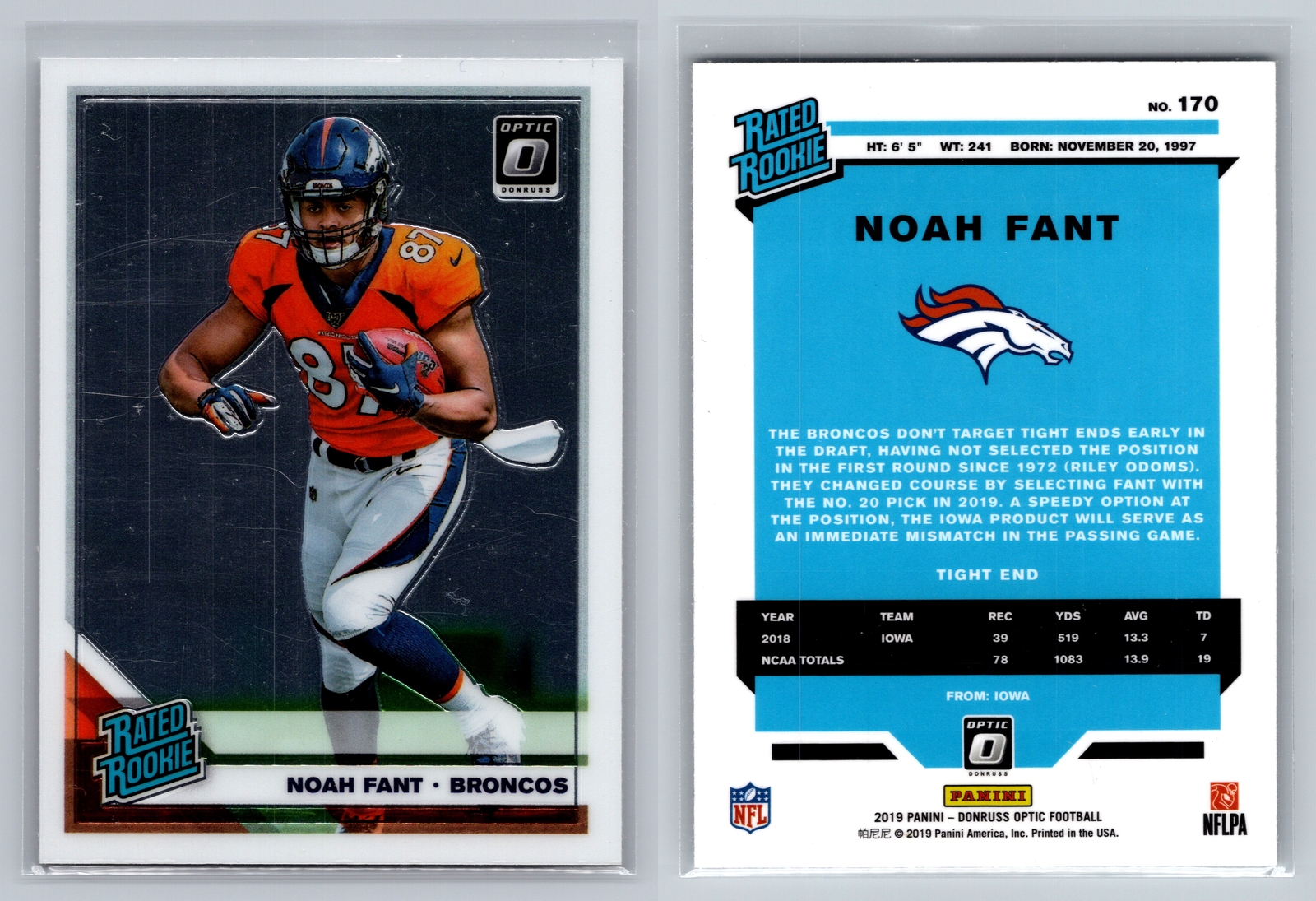 2019 Donruss Optic #170 Noah Fant
