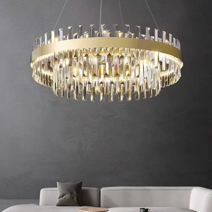 LED Crystal Chandelier Luxury Pendant Light Round Ceiling Lamp Lighting Fixture - Image 3 of 4